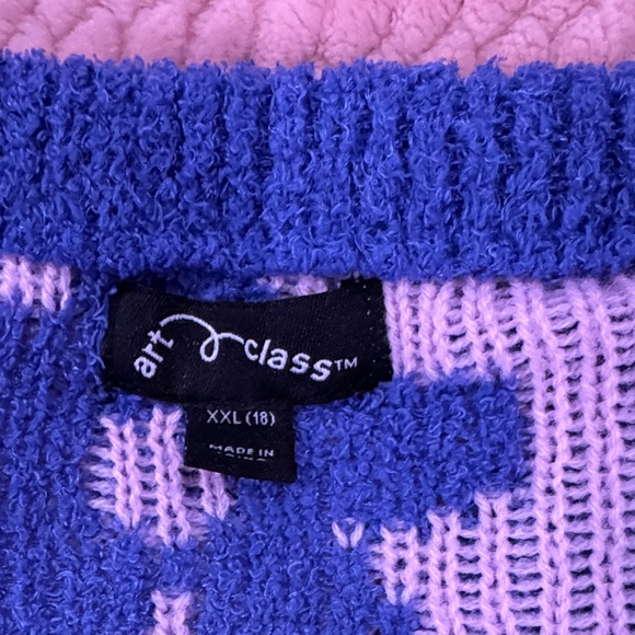 Art Class Blue and Pink Floral Sweater - Picture 2 of 5